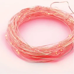 100 LED λαμπάκια 1.8W 10m σε σειρά με κόκκινο χρώμα φωτός & ασημί καλώδιο χαλκού με 8 λειτουργίες IP44 